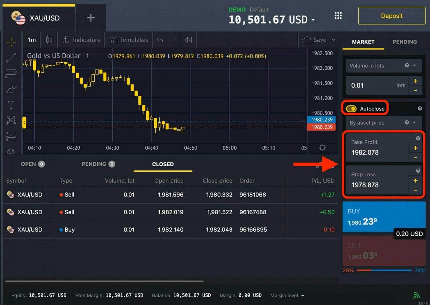 Costos y spreads de Exness