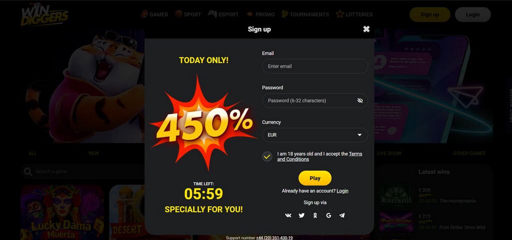 Win Diggers Online Casino Top Games